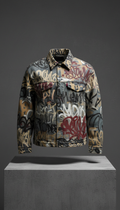 Unisex Graffiti Jacket Distressed Canvas